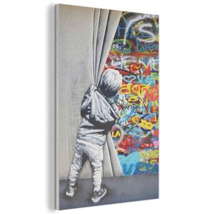 MuchoWow AKUSTICKÝ OBRAZ Graffiti - Chlapec - Ilussie - Street art 60x90 cm vyobraziť