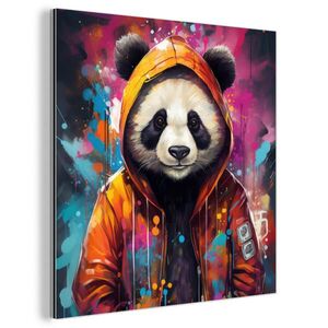 MuchoWow KOVOVÝ OBRAZ Panda - Bunda - Graffiti - oranžová 20x20 cm vyobraziť