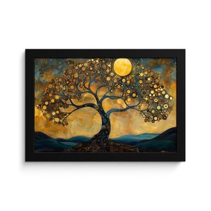 MuchoWow ZARÁMOVANÝ PLAGÁT Strom - Mesiac - Kvety - Zlato - Umenie 30x20 cm vyobraziť