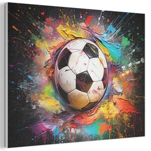 MuchoWow AKUSTICKÝ OBRAZ Futbal - Farba - Farby - Čierna - Biela 70x50 cm vyobraziť