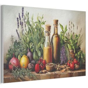 MuchoWow AKUSTICKÝ OBRAZ Zátišie - Bylinky - Korenie - Ovocie - Farebné 90x60 cm vyobraziť