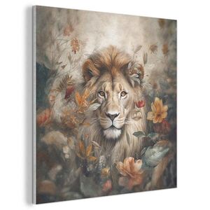 MuchoWow AKUSTICKÝ OBRAZ Lev - Divoká zver - Rastliny - Príroda - Kvety 60x60 cm vyobraziť