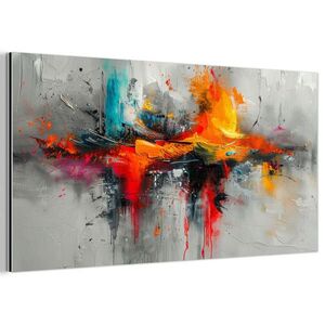 MuchoWow KOVOVÝ OBRAZ Moderné umenie - Oranžová - Sivá - Abstraktné 80x40 cm vyobraziť