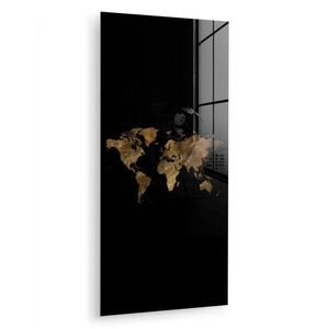 MuchoWow OBRAZ NA AKRYLOVOM SKLE Mapa sveta - Zlato - Luxus - Zem - Čierna 60x120 cm vyobraziť