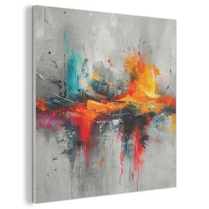 MuchoWow AKUSTICKÝ OBRAZ Moderné umenie - Oranžová - Sivá - Abstraktné 80x80 cm vyobraziť