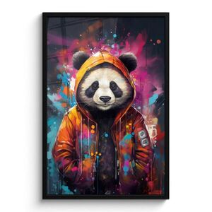 MuchoWow ZARÁMOVANÝ PLAGÁT Panda - Bunda - Graffiti - oranžová 60x90 cm vyobraziť