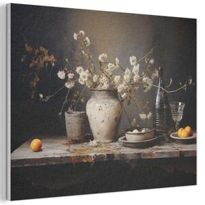 MuchoWow AKUSTICKÝ OBRAZ Zátišie - Kvety - Kytica - Váza - Víno 70x50 cm vyobraziť