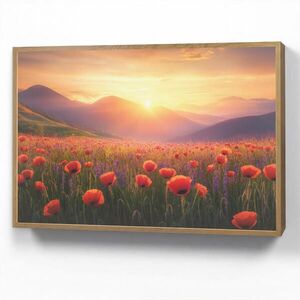 OnlyWow NÁSTENNÉ SVIETIDLO Krajina - Západ slnka - Pole kvetov 90x60 cm vyobraziť