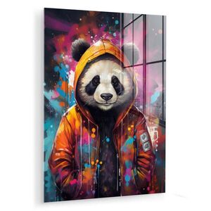 MuchoWow OBRAZ NA AKRYLOVOM SKLE Panda - Bunda - Graffiti - oranžová 60x80 cm vyobraziť