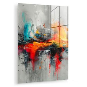 MuchoWow OBRAZ NA AKRYLOVOM SKLE Moderné umenie - Oranžová - Sivá - Abstraktné 60x80 cm vyobraziť