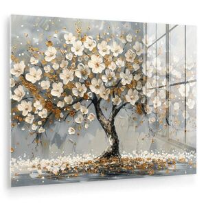 MuchoWow OBRAZ NA AKRYLOVOM SKLE Strom - Kvety - Biela - Príroda - Umenie 80x60 cm vyobraziť