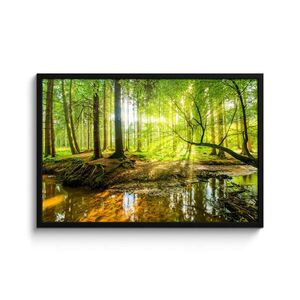 MuchoWow ZARÁMOVANÝ PLAGÁT Les - Krajina - Voda - Stromy - Slnko - Zelená - Príroda 90x60 cm vyobraziť