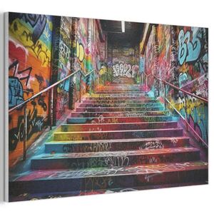 MuchoWow AKUSTICKÝ OBRAZ Schody - Graffiti - Farby - Umenie 90x60 cm vyobraziť