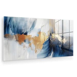 MuchoWow OBRAZ NA AKRYLOVOM SKLE Zlatá - modrá - akvarel - umenie - moderné 120x60 cm vyobraziť