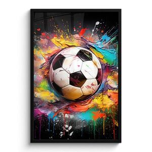 MuchoWow ZARÁMOVANÝ PLAGÁT Futbal - Farba - Farby - Čierna - Biela 60x90 cm vyobraziť