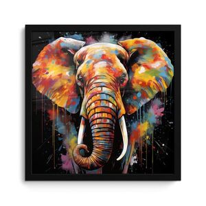 MuchoWow ZARÁMOVANÝ PLAGÁT Slon - Graffiti - Čierna - Zvieratá - Farby 40x40 cm vyobraziť