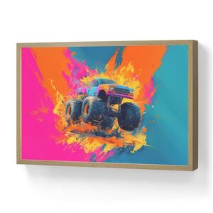 OnlyWow NÁSTENNÉ SVIETIDLO Monster truck - Abstraktné - Striekajúca farba - Farebné 60x40 cm vyobraziť