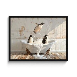 MuchoWow ZARÁMOVANÝ PLAGÁT Vintage - Tučniak - Vaňa - Pena 80x60 cm vyobraziť