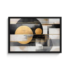 MuchoWow ZARÁMOVANÝ PLAGÁT Abstraktné - Zlato - Striebro - Tvary - Estetické - Moderné 60x40 cm vyobraziť