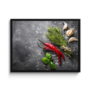 MuchoWow ZARÁMOVANÝ PLAGÁT Korenie - bylinky - korenie - betón 80x60 cm vyobraziť