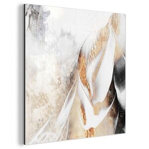 MuchoWow KOVOVÝ OBRAZ Luxusné - abstraktné - zlaté - biele 50x50 cm vyobraziť