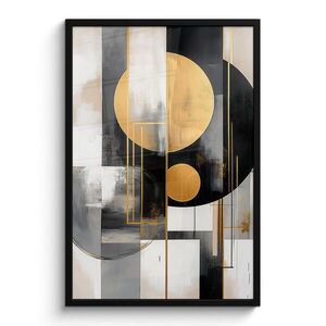 MuchoWow ZARÁMOVANÝ PLAGÁT Abstraktné - Zlato - Striebro - Tvary - Estetické - Moderné 60x90 cm vyobraziť