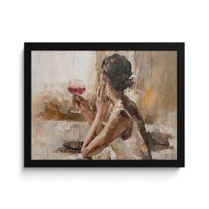 MuchoWow ZARÁMOVANÝ PLAGÁT Olejomaľba - Žena - Víno 40x30 cm vyobraziť