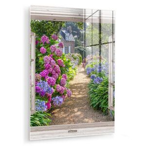 MuchoWow OBRAZ NA AKRYLOVOM SKLE Hortenzie - Priehľadné - Kvety - Leto - Fialová - Cesta 60x80 cm vyobraziť