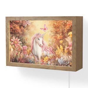 OnlyWow NÁSTENNÉ SVIETIDLO Jednorožec - Kvety - Motýľ - Ružová 30x20 cm vyobraziť
