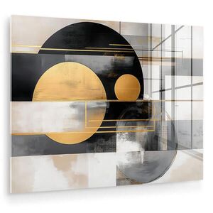 MuchoWow OBRAZ NA AKRYLOVOM SKLE Abstraktné - Zlato - Striebro - Tvary - Estetické - Moderné 80x60 cm vyobraziť