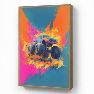 OnlyWow NÁSTENNÉ SVIETIDLO Monster truck - Abstraktné - Striekajúca farba - Farebné 70x100 cm vyobraziť