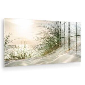 MuchoWow OBRAZ NA AKRYLOVOM SKLE Duny s marramovou trávou pod slnkom nemeckého národného parku Schleswig-Holsteinisches Wattenmeer 120x60 cm vyobraziť