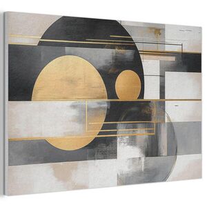 MuchoWow AKUSTICKÝ OBRAZ Abstraktné - Zlato - Striebro - Tvary - Estetické - Moderné 90x60 cm vyobraziť