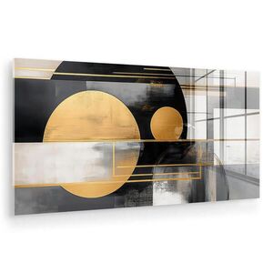 MuchoWow OBRAZ NA AKRYLOVOM SKLE Abstraktné - Zlato - Striebro - Tvary - Estetické - Moderné 120x60 cm vyobraziť