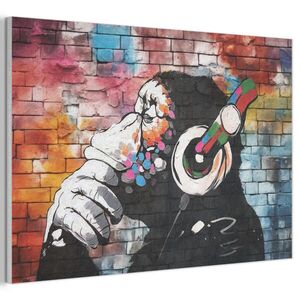 MuchoWow AKUSTICKÝ OBRAZ Opica - Graffiti - Hudba 90x60 cm vyobraziť