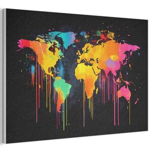 MuchoWow AKUSTICKÝ OBRAZ Mapa sveta - Farby - Farebné - Graffiti - Svet 90x60 cm vyobraziť