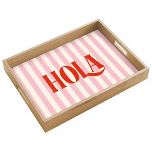 OnlyWow PODNOS Hola - Citát - Pruhy - Pastelová - Ružová - Červená - Biela 40x30 cm vyobraziť