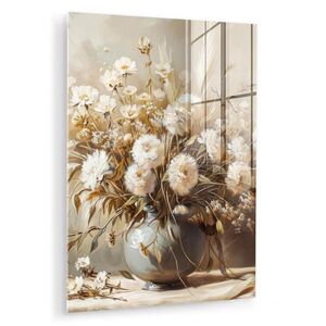 MuchoWow OBRAZ NA AKRYLOVOM SKLE Kvety - Váza - Zátišie - Béžová 60x80 cm vyobraziť