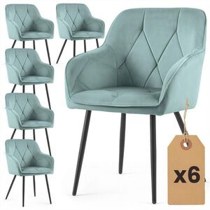 RAUMHIRSCH FURNITURE ČALÚNENÁ STOLIČKA, sada 6 ks, kovové nohy, tyrkysová, čierna 54, 5/82, 5/58 vyobraziť