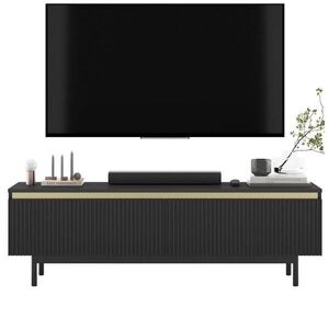 Meble Lindner TV STOLÍK Selene matná čierna 140 cm s kovovým rámom vyobraziť