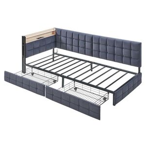 KOMHTOM ČALÚNENÁ POSTEĽ 90x200 cm s 2 zásuvkami v tmavosivej farbe vyobraziť