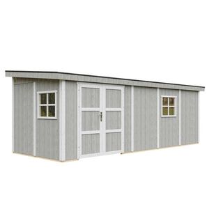 Timbela ZÁHRADNÝ domček prémiovej kvality 14, 3 m² - V231x248x648 cm - Bez podlahy a bočnej steny - Timbela M941B-TUNDRA GREY vyobraziť