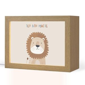 OnlyWow NOČNÁ LAMPA Lev - Béžová - Zviera - Odvážny - Citát 20x15 cm vyobraziť