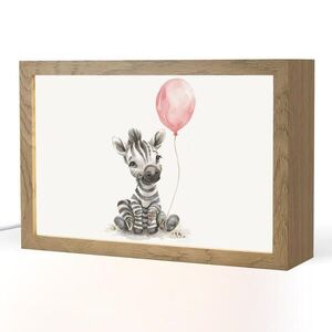OnlyWow NOČNÁ LAMPA Zebra - Dieťa - Zvieratá - Ružový balón 30x20 cm vyobraziť