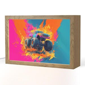 OnlyWow NOČNÁ LAMPA Monster truck - Abstraktné - Striekajúca farba - Farebné 30x20 cm vyobraziť