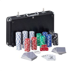 Relaxdays POKERKUFRÍK Strieborný uzamykateľný 300 žetónov vyobraziť