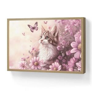 OnlyWow NÁSTENNÉ SVIETIDLO Mačiatko - Kvety - Motýle - Fialová 60x40 cm vyobraziť