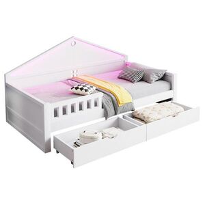OKWISH DETSKÁ posteľ 90/200 cm biela s LED osvetlením a zásuvkami z masívu a MDF vyobraziť