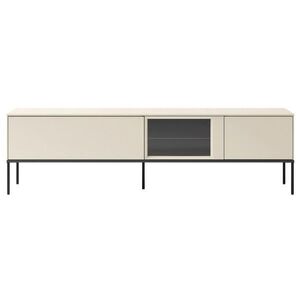 Selsey TV stolík Bellezo s osvetlenou presklenou vitrínou Krémová 196/55/41 cm vyobraziť