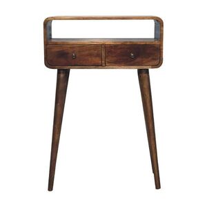 Artisan Furniture KONZOLOVÝ stolík v sivo umývanej povrchovej úprave, 2 zásuvky, 1 otvorená polica, hnedý vyobraziť